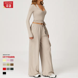 Ensemble de yoga sans manches Zechuang pour femme, pantalon large, séchage rapide, vêtements de sport pour fitness et course à pied, printemps 2025 - Product Image 3