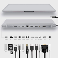 Desain Terbaru 12 in 1 USB 3.0 C Hub dengan Dock Station VGA Ethernet Kompatibel 4K untuk Laptop Bahan Aluminium Alloy Tersedia
