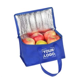 Wsy247 <b>Small</b> Blue <b>Cool</b> Insulated Lunch With Logo Eco Non Woven Ice Cooling <b>Bag</b> for Food Custom Promotional Gifts - Product Image 1