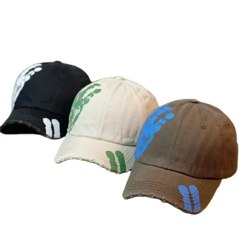 2024 personalizzato nuova tendenza Vintage stampa Logo Gorros angosciato papà Cap Hip Hop Graffiti sport cappello epoca cappellini da Baseball per uomo