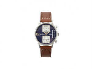 Montre à quartz pour homme HYF-A215, chronographe analogique, boîtier en acier inoxydable, bracelet en cuir, cadran de 40 mm, design minimaliste et tendance - Product Image 1