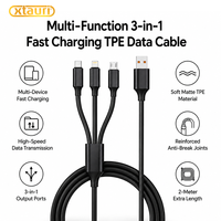 Kabel Pengisian Cepat XTAURI 3A untuk Tablet Kindle Fire & E-Reader - Kabel Adaptor USB-A/USB-C/Micro-USB Berbahan Nilon Kepang 6 Kaki