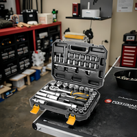 Ensemble d'outils mécaniques en acier pour bricolage industriel et domestique, 45 pièces, comprenant clés à molette, clés à douilles et outils à main