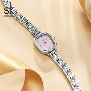 Orologi con quadrante di perle <span class=keywords><strong>rosa</strong></span> SK orologi da polso di lusso elegante regalo femminile da <span class=keywords><strong>donna</strong></span> cassa quadrata minimalismo da <span class=keywords><strong>donna</strong></span> orologi al quarzo - Product Image 5