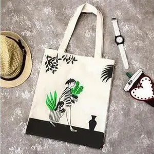 Custom Printed Extra Large Canvas Tote Bags 100% Organic Cotton Linen With Natural Color Mheat Transferopping Bags