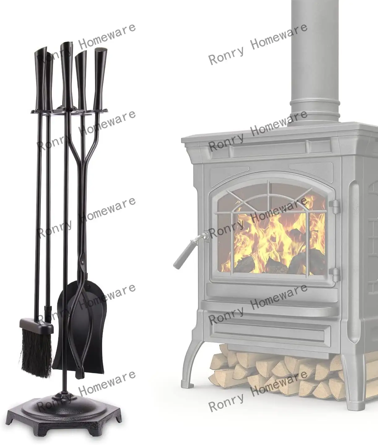 Factory Firewood Set Iron Wood Fireplace Cleaning Tools Outdoor Metal Fireplace Accessories