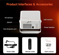 Projecteur LCD portable haut de gamme HY450 Max avec 900 lumens ANSI, contrôle par Air Mouse, Android 14, 1080P, 8K, pour cinéma maison