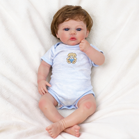 Poupée Reborn garçon réaliste de 18 pouces, mignonne, avec des yeux bleus ouverts et de longs cils