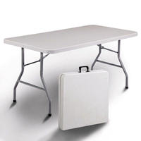Mobilier d'extérieur portable 6ft blanc rectangulaire en plastique pliable Banquet restauration barbecue Camping pique-nique Table pliante