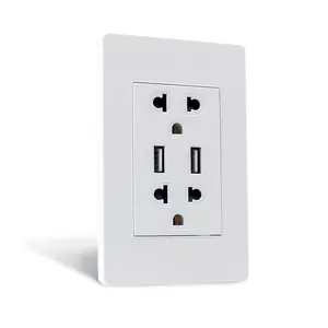 Hot Sale Multi 6 Pin Universal Wall Socket With USB Type A Type C 5V 2.1A Port 220V USB Charger Port Socket