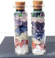 Bouteille à Vœux en Cristal Naturel de 7 cm en Gros, Gravier de Pierres Précieuses pour Guérison, Bouteille à Souhaits pour Reiki, Méditation, Décoration Intérieure, Cadeau, Fourniture en Gros