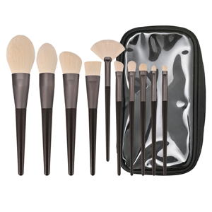 Set de 10 Brochas de Maquillaje Veganas con Mango de Madera, Brocha Plana para Rostro, Herramienta de Belleza de Marca Privada - Product Image 1