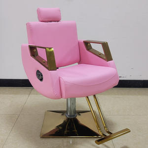 Fauteuil de barbier en cuir PU rose, robuste, avec pompe hydraulique et design pliable, pour l'école et les salons - Product Image 5