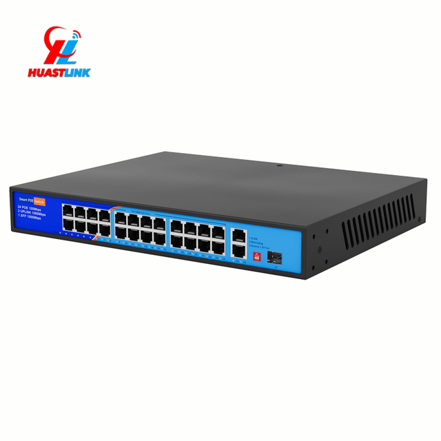 Huastlink 24-Port POE Switch 2 Gigabit Uplink 1 1000Mbps SFP Plug Play Industrial Use 10.8Gbps Backplane 4K MAC Table VLAN RJ45