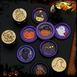 Timbres à cachet en cire en gros, série Halloween miniature, citrouille, <span class=keywords><strong>maison</strong></span> hantée, squelette - Product Image 2
