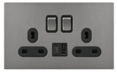 แผงควบคุมสแตนเลสแบบสัมผัสสำหรับบ้าน/โรงแรม พร้อมเต้ารับแบบอังกฤษสองช่องและสวิตช์ 2 ทาง มาตรฐาน IP20 ดีไซน์ทันสมัย - Product Image 5