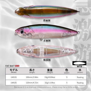 Promotion : Leurre <span class=keywords><strong>de</strong></span> pêche en mer 120mm 32g pour la pêche au large, leurre flottant type crayon pour la pêche en surface - Product Image 2