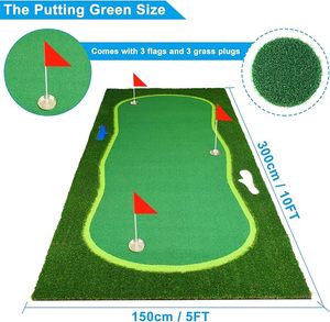 Grand tapis d'entraînement de golf professionnel avec <span class=keywords><strong>gazon</strong></span> <span class=keywords><strong>artificiel</strong></span> réaliste et 3 drapeaux pour enfants, pour putting intérieur/extérieur - Product Image 2