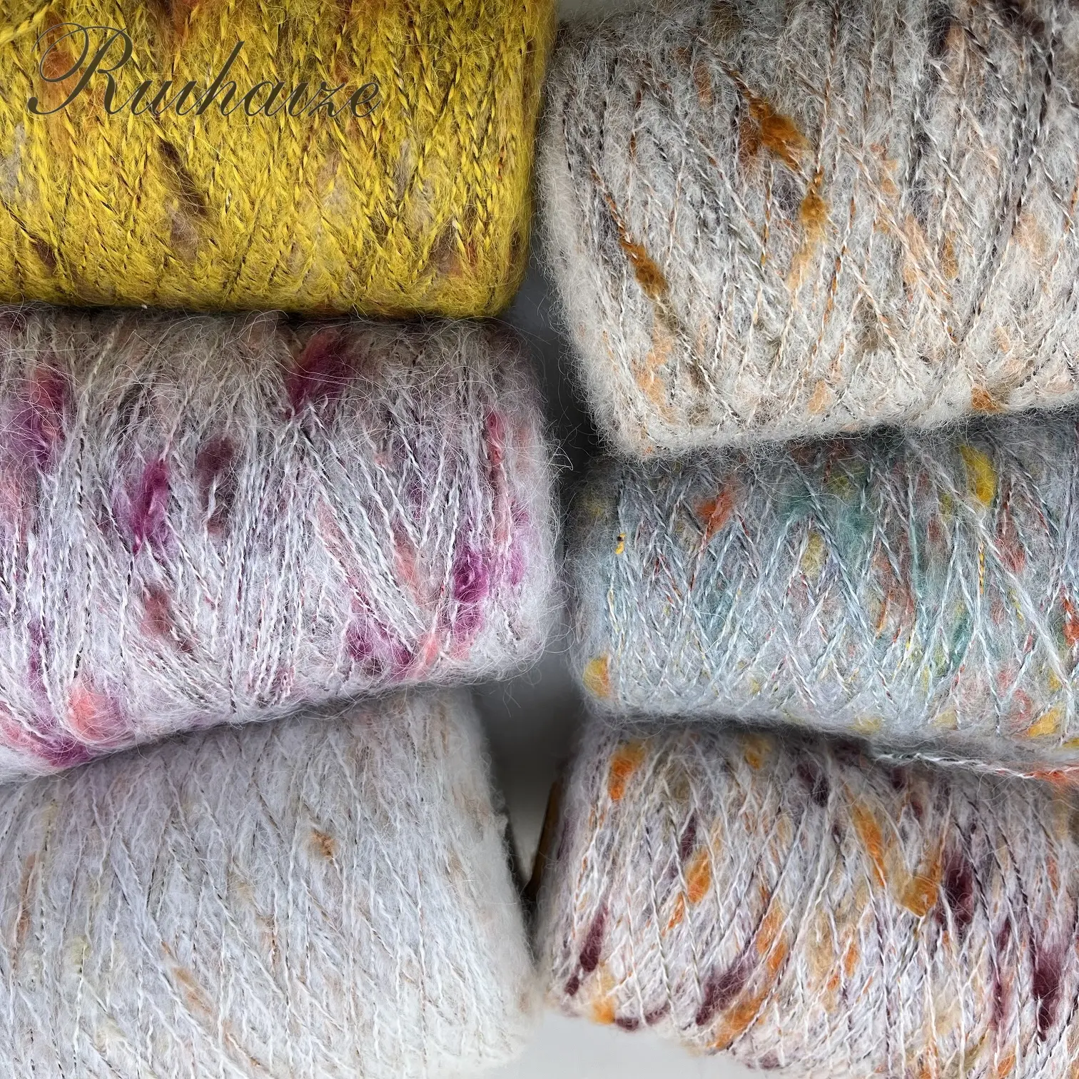 RHZ 2.8nm/1 fancy brush yarn multicolor dyed mohair wool polyester acrylic blended for knitting