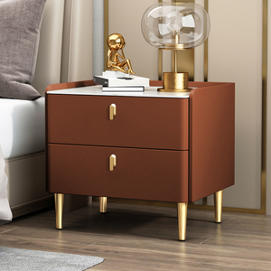 Hiện đại đầu giường phong cách tối giản phòng ngủ đầu giường gỗ rắn 2 ngăn kéo đá cẩm thạch đầu giường bảng Tủ lưu trữ Locker - Product Image 5