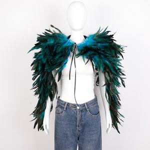 Para <span class=keywords><strong>Amazon</strong></span> Halloween Masquerade Party Costume Props Multi-Color Opcional Cross-Border Feather Shawl Cape Chaleco Collar - Product Image 2