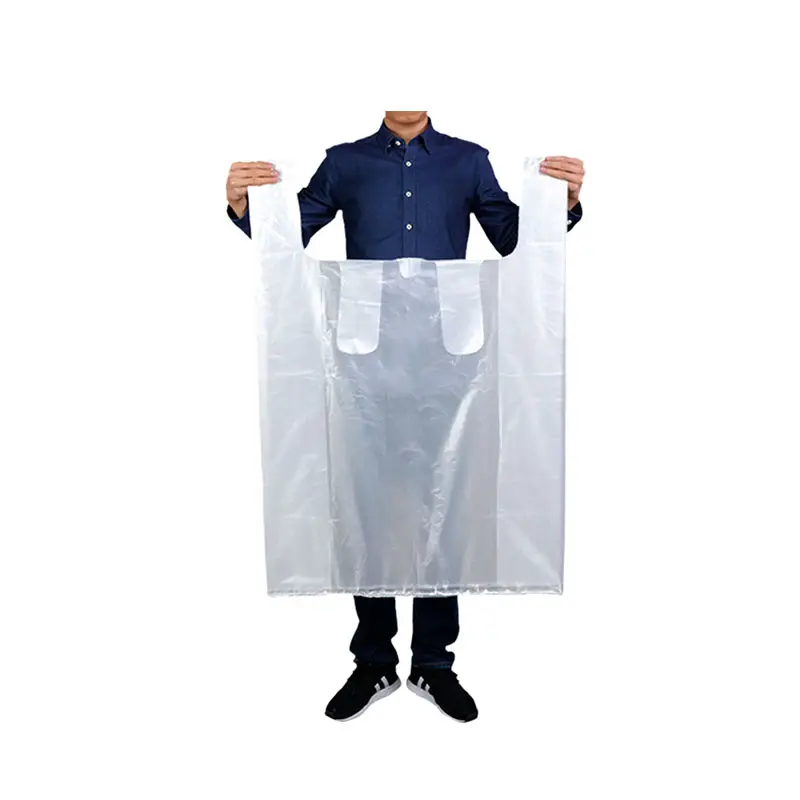 カスタムロゴ包装衣類ゴミ箱透明プラスチックキャリーダッフルバッグ50kg