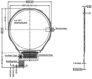 3.4 inch 800*800 <strong>Round</strong> <strong>TFT</strong> <strong>LCD</strong> Screen MIPI <strong>interface</strong> 39Pin 3.4inch Circular <strong>LCD</strong> <strong>Display</strong> Module Custom CTP Touch Sreen Panel - Product Image 6