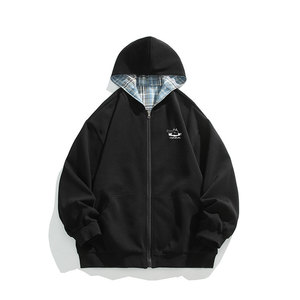 Sweat à capuche en laine peignée double face pour homme BURBE Automne 2025 Nouvelle marque américaine Casual polyvalent Couple Grande taille 100% coton - Product Image 1