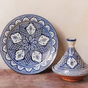 Tajin sơn gốm trình bày Morocco thủ công tajin tấm Morocco handmade Tajine Morocco nấu ăn nồi