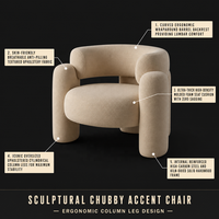 Fauteuil en velours crème léger, ensemble table basse pour balcon, réception/consultation, salon de beauté, salle d'attente