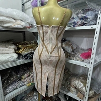 Robe moulante mi-longue sans manches à col en V et dos nu pour femme, robe de soirée sexy