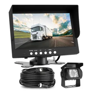 HD Vehicle Backup Camera System 2 Videos Signal Input 7" Wide IPS Monitor Night Vision Waterproof 1080P Car monitor kit for Bus