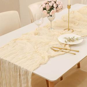 <span class=keywords><strong>Elegante</strong></span> <span class=keywords><strong>Runner</strong></span> da Tavola in Voile Stropicciato con Frange per Decorazioni di Matrimoni e Feste, Stile Boho - Product Image 1