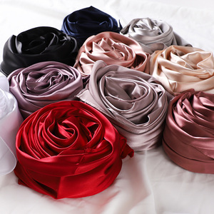 Good Quality Wholesale Price Pure Color Artificial Silk 70*180 cm Scarf Saudi Arabic Dubai Muslim Women <strong>Hijab</strong> - Product Image 3