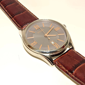 Montre pour <span class=keywords><strong>homme</strong></span> en cuir <span class=keywords><strong>marron</strong></span> avec boîtier en acier inoxydable, cadran texturé avec affichage simple à trois aiguilles, cadran analogique - Product Image 6