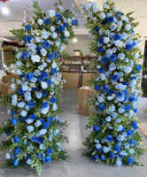 A32 Vente en gros OEM Lumière de mariage en usine Arc de fleur bleu profond pour bébé Rose Fleurs Arc de corne de fleur pour la décoration d'anniversaire de mariage
