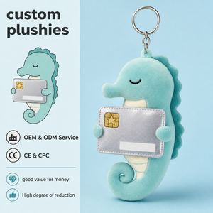 Lindo llavero de peluche con forma de caballito de mar para tarjetas bancarias, llavero de peluche de productos bancarios - Product Image 1