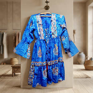 Nuevos conjuntos de ropa de tela de seda tradicional india estilo boho, vestidos casuales para mujer, vestidos de boda para damas y niñas, compras en línea - Product Image 3