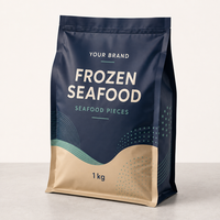 Bolsa para Mariscos Congelados con Fondo Plano y Cierre, Impresa Personalizada, para Camarones, Filetes de Pescado y Empaquetado de Alimentos de Marca Privada
