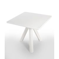 Table de salle à manger carrée d'extérieur Ometto OMQT70B 80x80cm en polypropylène, plateau pliable, base blanche, pour usage en cour et banquets, non imperméable