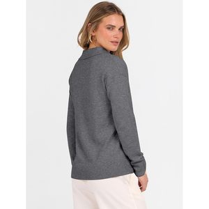 Pull en maille léger à col en V et manches longues pour femme – Tenue basique décontractée d'automne - Product Image 6