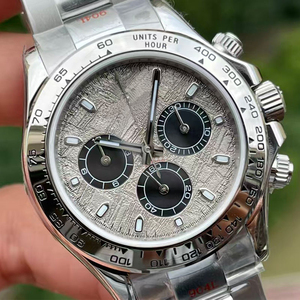 Reloj Cronógrafo Mecánico Automático de Estilo Lujoso para Hombre, Esfera con Patrón de Meteorito Plateado, Acero Inoxidable, Casual de Negocios - Product Image 2