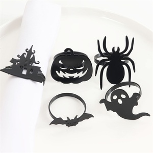 Anillos de Servilleta Metálicos de Murciélagos, Fantasmas y Calabazas de Halloween al por Mayor para Decoración de Mesas en Restaurantes, Fiestas y Eventos - Product Image 1