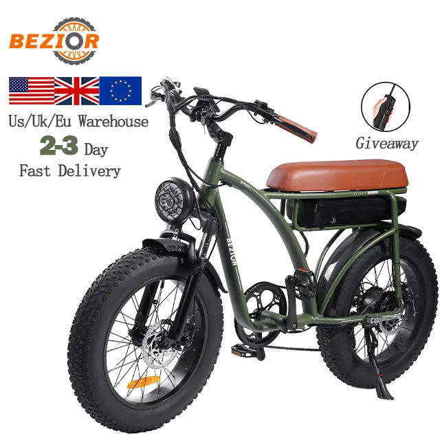Aluminum Alloy Bezior XF001 Front Wheel Double Seat 1000 Watts Electric Bike Eu Stock Conversion Kit Fat Tyre Electric Bicycle