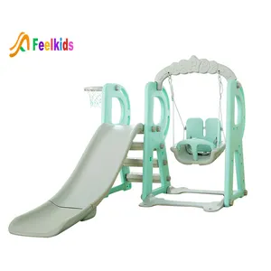 3 Di 1 Anak-anak Dalam Ruangan Plastik Ayunan dan Slide Bermain Set dengan Basket Bingkai Taman Bermain Mainan & Furniture untuk Bayi