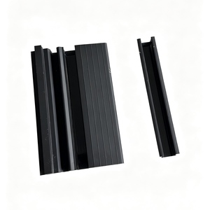 Rail <span class=keywords><strong>de</strong></span> guidage inférieur en aluminium sur mesure pour <span class=keywords><strong>porte</strong></span> <span class=keywords><strong>coulissante</strong></span> pliante avec nervures antidérapantes, argent/noir - Product Image 3