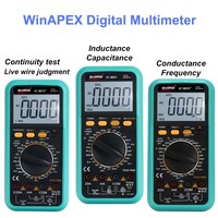 WinAPEX VC 9806A/07A Multimeter Digital True RMS 2000 Counts Mengukur AC/DC V/A/Ω Kapasitansi Frekuensi HFE Dioda CAT III 1000V