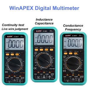 Multimètre numérique WinAPEX VC 9806A/07A True RMS 2000 points de mesure, mesure AC/DC V/A/Ω, capacité, fréquence, <span class=keywords><strong>HFE</strong></span>, diode, CAT III 1000V - Product Image 2