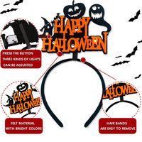 Diadema Luminosa LED Unisex de Plástico No Tejido con Diseño de Calavera, Murciélago y Fantasma para Halloween, Decoración para Fiestas y Festivales, Novedad Transfronteriza