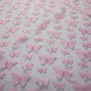 Ren thêu vải tuyn 3D Bướm hoa lưới vải chất lượng tốt Polyester thời trang Wedding Tulle váy vải cho cô gái - Product Image 4